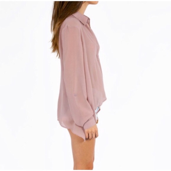 NWOT Tobi Dusty Mauve Pocket Blouse - Picture 2 of 6